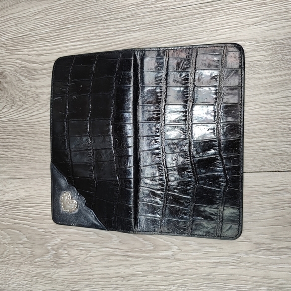 Vintage Women Brighton Vintage Women\'s‎ Black Wallet Croc Embossed Leather card holder minimal